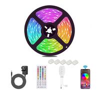 Bluetooth Led Strips Lights 5M Waterproof ALED LIGHT RGB 12V 5050 SMD 90LEDs Lighting Band Kit Music Sync with 40-Key Remote&App Control for Ceiling,Balcony,Bedroom,TV Backboard,DIY Indoor Home Decor