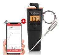 Bluetooth Meat Thermometer for Grilling - Smart Wireless Kitchen Remote Instant Read BBQ Temperature Probe for Grill, Oven, Smoker, Cooking, Smoking Food w/ Digital LCD Display - NutriChef PWIRBBQ90