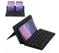 Bluetooth Mini Keyboard Ultra-Thin Foldable with Stand,small keyboard Dual-Channel Wireless Portable for Smartphones Tablets PC, iOS/Android/Windows Compatible, Black