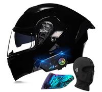 Bluetooth Modular Motorbike Helmet, DOT/ECE Approved Full Face Flip Up Double Visor Motorcycle Helmet, with Dual Speaker and Microphone, for Adults Men Women M~XXL