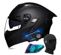 Bluetooth Modular Motorbike Helmet, DOT/ECE Approved Full Face Flip Up Double Visor Motorcycle Helmet, with Dual Speaker and Microphone, for Adults Men Women M~XXL