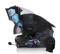 Bluetooth Modular Motorbike Helmet, ECE Approved Flip Up Dual Visor Helmets | Flip Up Motorcycle Helmet with Bluetooth Module, Dual Visor and Removable Comfortable Liner