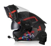 Bluetooth Modular Motorbike Helmet, ECE Approved Flip Up Dual Visor Helmets | Flip Up Motorcycle Helmet with Bluetooth Module, Dual Visor and Removable Comfortable Liner
