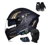 Bluetooth Modular Motorbike Helmet, ECE Approved Flip Up Full Face Motorcycle Helmet, with Double Visor Built(C1,XL60~61CM)