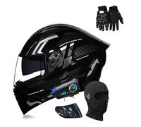 Bluetooth Modular Motorbike Helmet, ECE Approved Flip Up Full Face Motorcycle Helmet, with Double Visor Built(C6,M 56~57CM)
