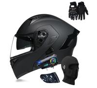 Bluetooth Modular Motorbike Helmet, ECE Approved Flip Up Full Face Motorcycle Helmet, with Double Visor Built(C11,M 56~57CM)