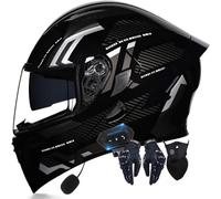 Bluetooth Modular Motorbike Helmet, ECE Approved Flip Up, with Double Visor Built-in Speaker and Microphone(C6,L(57~58CM))