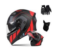 Bluetooth Modular Motorbike Helmet, Flip Up Full Face ECE Approved, with Anti-Fog Double Visor for Adult Men and Women(C9,XL60~61CM)