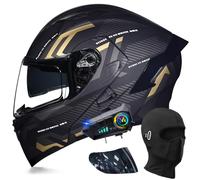 Bluetooth Modular Motorbike Helmet, Full Face Flip Up Motorcycle Double Visor Helmet, DOT/ECE Approved, with Dual Speaker and Microphone, for Adults Men Women M~XXL
