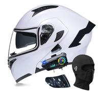 Bluetooth Modular Motorbike Helmet, Full Face Flip Up Motorcycle Double Visor Helmet, DOT/ECE Approved, with Dual Speaker and Microphone, for Adults Men Women M~XXL