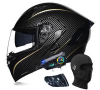 Bluetooth Modular Motorbike Helmet, Full Face Flip Up Motorcycle Double Visor Helmet, DOT/ECE Approved, with Dual Speaker and Microphone, for Adults Men Women M~XXL