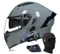 Bluetooth Modular Motorbike Helmet, Full Face Flip Up Motorcycle Double Visor Helmet, DOT/ECE Approved, with Dual Speaker and Microphone, for Adults Men Women M~XXL