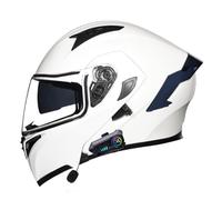 Bluetooth Modular Motorbike Helmet Full Face Flip Up Motorcycle Helmet Double Visor DOTECE Approved with Dual Speaker and Microphone for Adults Men Women 19,XL=61~62cm