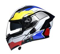 Bluetooth Modular Motorbike Helmet Full Face Flip Up Motorcycle Helmet Double Visor DOTECE Approved with Dual Speaker and Microphone for Adults Men Women 9,XL=61~62cm