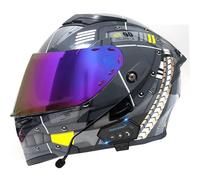 Bluetooth Modular Motorbike Helmets Flip-Up Full Face Motorcycle Helmet with Double Visor ECEDOT Approved Flip Up Front Motocross Helmets for Adult Unisex Crash Helmet Z-3,M:57-58CM