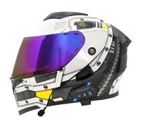 Bluetooth Modular Motorbike Helmets Flip-Up Full Face Motorcycle Helmet with Double Visor ECEDOT Approved Flip Up Front Motocross Helmets for Adult Unisex Crash Helmet U,XL:61-62CM