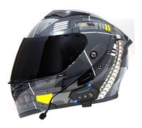 Bluetooth Modular Motorbike Helmets Flip-Up Full Face Motorcycle Helmet with Double Visor ECEDOT Approved Flip Up Front Motocross Helmets for Adult Unisex Crash Helmet Z-1,XL:61-62CM