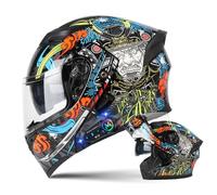 Bluetooth Modular Motorbike Helmets, Full Face Integrated Motorcycle Helmet with Double Visor, ECE Approved Flip up front Moped Street Racing Helmet for Adult Men and Women (L, M 56~57CM)