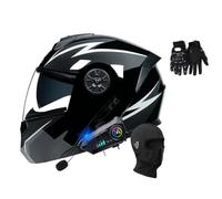 Bluetooth Modular Motorcycle Helmet DOT Approved Full Face Flip up Anti-Fog Double Visor Helmet Street Bike Helmet Built-in Dual Speaker with Microphone for Adults Men Women(C5,L(59~60cm))