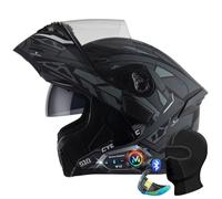 Bluetooth Modular Motorcycle Helmet, ECE Approved Casco Para Moto, Dual Anti-Fog Visor Mens Motorcycle Helmets, Quick-Release Lens, for Adults Men Women, Cruiser Scooter Touring