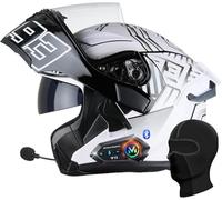 Bluetooth Modular Motorcycle Helmet, ECE/DOT Approved Flip-Up Full Face Helmet with Dual Visor & Speakers, Lightweight Touring Helmet for Adults Men Women I,XL=61-62cm