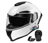 Bluetooth Modular Motorcycle Helmet ECE/DOT Approved Flip Up Full Face Helmet with Dual Visors Built-in Speakers Mic for Adults Men Women(C,L56~57M)