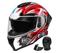 Bluetooth Modular Motorcycle Helmet ECE/DOT Approved Flip Up Full Face Helmet with Dual Visors Built-in Speakers Mic for Adults Men Women(D,XL58~59CM)