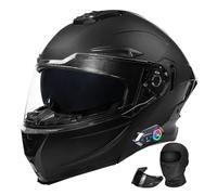 Bluetooth Modular Motorcycle Helmet ECE/DOT Approved Flip Up Full Face Helmet with Dual Visors Built-in Speakers Mic for Adults Men Women(H,XXL60~61CM)