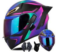 Bluetooth Modular Motorcycle Helmet Full Face Flip Up, ECE/DOT Approved Dual Visor Anti-Fog Helmet with Built-in Speakers and Microphone for Adult Men and Women(G,XXL=63-64cm)