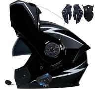 Bluetooth Modular Motorcycle Helmet with Tail DOT/ECE Approved Flip Up Front Helmets Dual Anti-Fog Visors Full Face Helmet Built-in(C6,S(55~56CM))