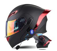 Bluetooth Modular Motorcycle Helmet with Tail ECE Approved Flip Up Front Helmets Dual Visors Full Face Integrated Helmet with Dual Speaker Microphone for Adults Men Women 55-64CM