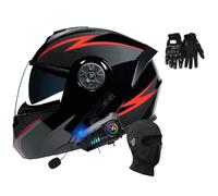 Bluetooth Modular Motorcycle Helmets, Flip Up Full Face Double Visor ECE Approved, with Speakers and Microphone(C6,L(59~60cm))