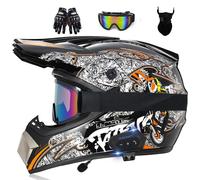 Bluetooth Motocross Helmet With Speakers Microphone, Off Road Full Face Motorcycle Helmet With Visor Ventilation System, Lightweight Dirt Bike Helmet For Men Women,b-s (55_56)
