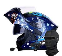 Bluetooth Motorbike Helmet Motorcycle Moped Scooter Crash Helmet,DOT/ECE Certified Helmet,Built-in Mp3 Integrated Communication System D,XXXL=(65-66CM)