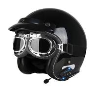 Bluetooth Motorbike Helmets 3/4 Motorcycle Half Helmet ECEDOT Approved Open-Face Helmets Avce Goggles Adults Unisex Built-In Speakers Can Respond Automatically Four Seasons K,XL:61-62CM