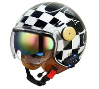 Bluetooth Motorbike Open Face Helmets Retro Style Vintage Motorcycle Jet Half Helmet with Double Visor ECEDOT Approved for Men Women Road Legal Retro 3/4 Crash Helmets L,M:57-58CM