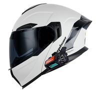Bluetooth Motorcycle Full Face Helmet,Flip-Up Double Visor Motorbike Helmets,DOT/ECE Approved,Built-in Dual Speaker Microphone,Crash Modular Helmet For Adults Men And Women(B,M=57-58cm)