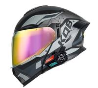 Bluetooth Motorcycle Full Face Helmet,Flip-Up Double Visor Motorbike Helmets,DOT/ECE Approved,Built-in Dual Speaker Microphone,Crash Modular Helmet For Adults Men And Women(Z10,XL=61-62cm)