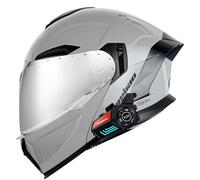 Bluetooth Motorcycle Full Face Helmet,Flip-Up Double Visor Motorbike Helmets,DOT/ECE Approved,Built-in Dual Speaker Microphone,Crash Modular Helmet For Adults Men And Women(O,M=57-58cm)