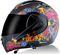 Bluetooth Motorcycle Full Face Helmet Motorbike Moto Helmets for Adults Men Women Racing Street Moped DOT/ECE Approved Rapid Street Helmet Four Seasons New Street Motorcycle Helmet 2,XL