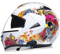 Bluetooth Motorcycle Full Face Helmet Motorbike Moto Helmets for Adults Men Women Racing Street Moped DOT/ECE Approved Rapid Street Helmet Four Seasons New Street Motorcycle Helmet 17,XL