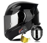 Bluetooth Motorcycle Helmet, Full Face Flip Up Modular Motorcycle Helmet with Bluetooth Intercom Headsets, ECE 22.06 Approved Dual Visor Helmets 9,M/(57~58cm)
