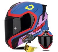 Bluetooth Motorcycle Helmet, Full Face Flip Up Modular Motorcycle Helmet with Bluetooth Intercom Headsets, ECE 22.06 Approved Dual Visor Helmets 3,M/(57~58cm)