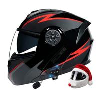Bluetooth Motorcycle Helmet, Full Face Flip Up with Anti-Fog Double Visor, Built-in Dual Speakers & Microphone for Adults, Includes Gift Helmet Cover
