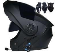 Bluetooth Motorcycle Helmet Modular Flip Up DOT Approved, Dual Visor Full Face Helmet, High Impact ABS Shell, Ventilation System, Removable Washable Liner for Men Women(C1,XL(61~62CM))