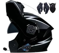 Bluetooth Motorcycle Helmet Modular Flip Up DOT Approved, Dual Visor Full Face Helmet, High Impact ABS Shell, Ventilation System, Removable Washable Liner for Men Women(C5,XL(61~62CM))