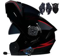 Bluetooth Motorcycle Helmet Modular Flip Up DOT Approved, Dual Visor Full Face Helmet, High Impact ABS Shell, Ventilation System, Removable Washable Liner for Men Women(C8,XL(61~62CM))