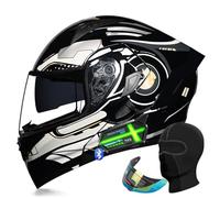 Bluetooth Motorcycle Helmet Modular Full Face Flip Up - DOT/ECE Approved, Dual Visor, Built-in Speaker & Mic, Lightweight & Ventilated for Men/Women(E,M 55~56CM)