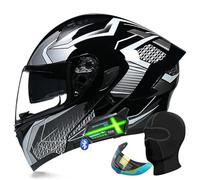 Bluetooth Motorcycle Helmet Modular Full Face Flip Up - DOT/ECE Approved, Dual Visor, Built-in Speaker & Mic, Lightweight & Ventilated for Men/Women(Q,L 57~58CM)