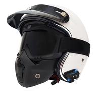Bluetooth Motorcycle Open-Face Helmets Avce Goggles and Face Mask Retro Motorbike Half Helmet ECEDOT Approved Built-In Speakers Can Respond Automatically for Adults Unisex K,XL:61-62CM